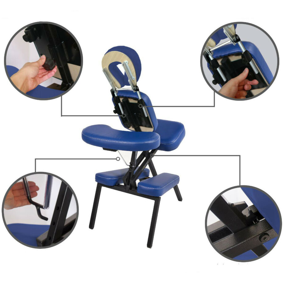 chaise de massage e-lite reglages bleue
