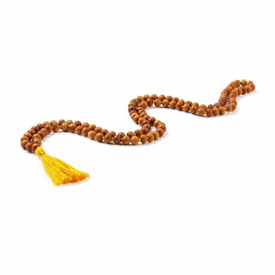 collier mala parfum bois de santal pompon safran