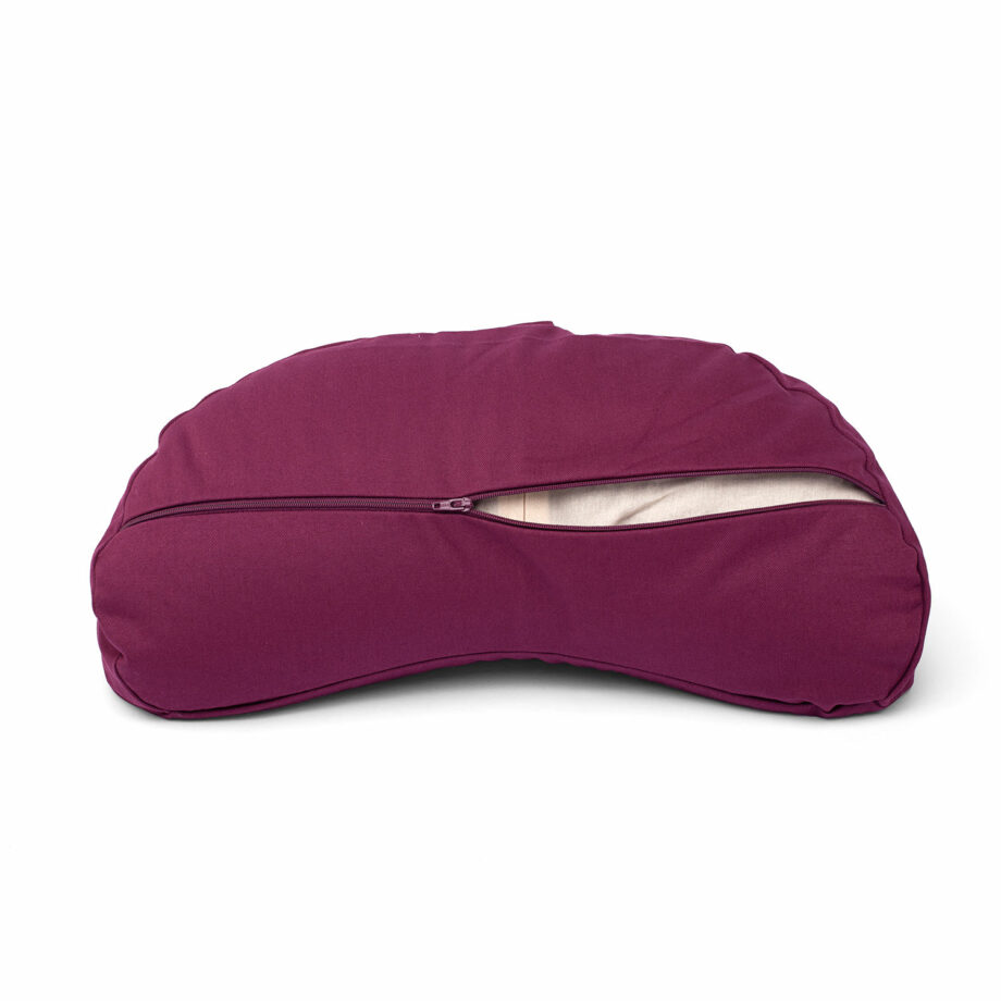 coussin de meditation croissant de lune aubergine