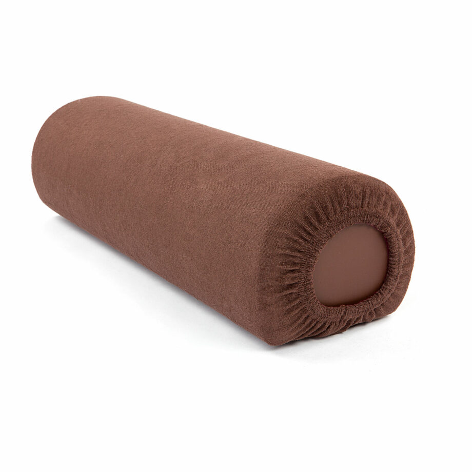 housse tissu eponge chocolat pour coussin cylindrique L