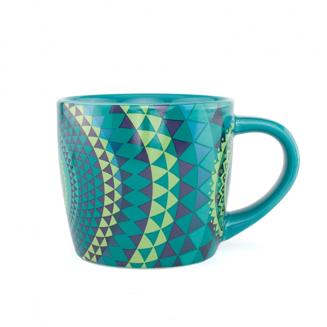 Mug à infusion en porcelaine avec filtre en inox - Mandala turquoise