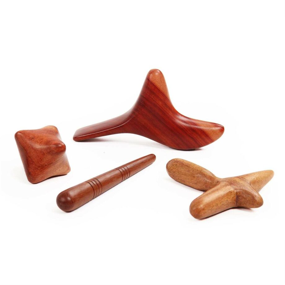 set de 4 outils de massage en bois