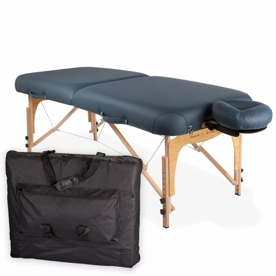 table de massage pliante E2 mystic blue avec housse de transport