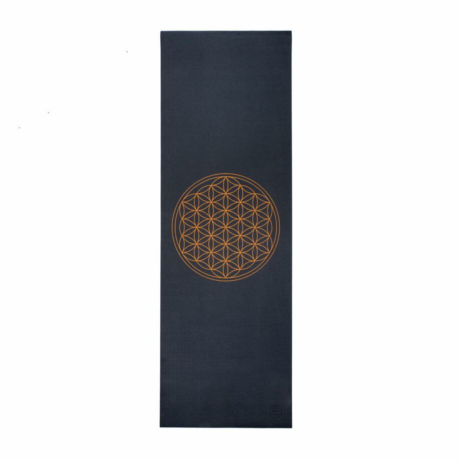 tapis de yoga fleur de vie anthracite