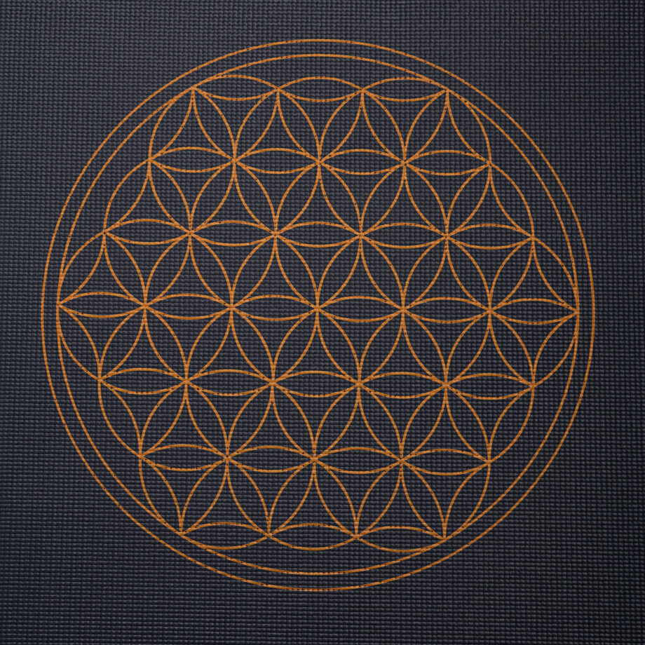 tapis de yoga fleur de vie anthracite