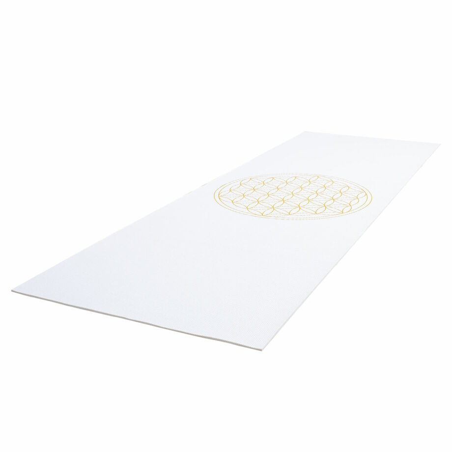 tapis de yoga fleur de vie blanc