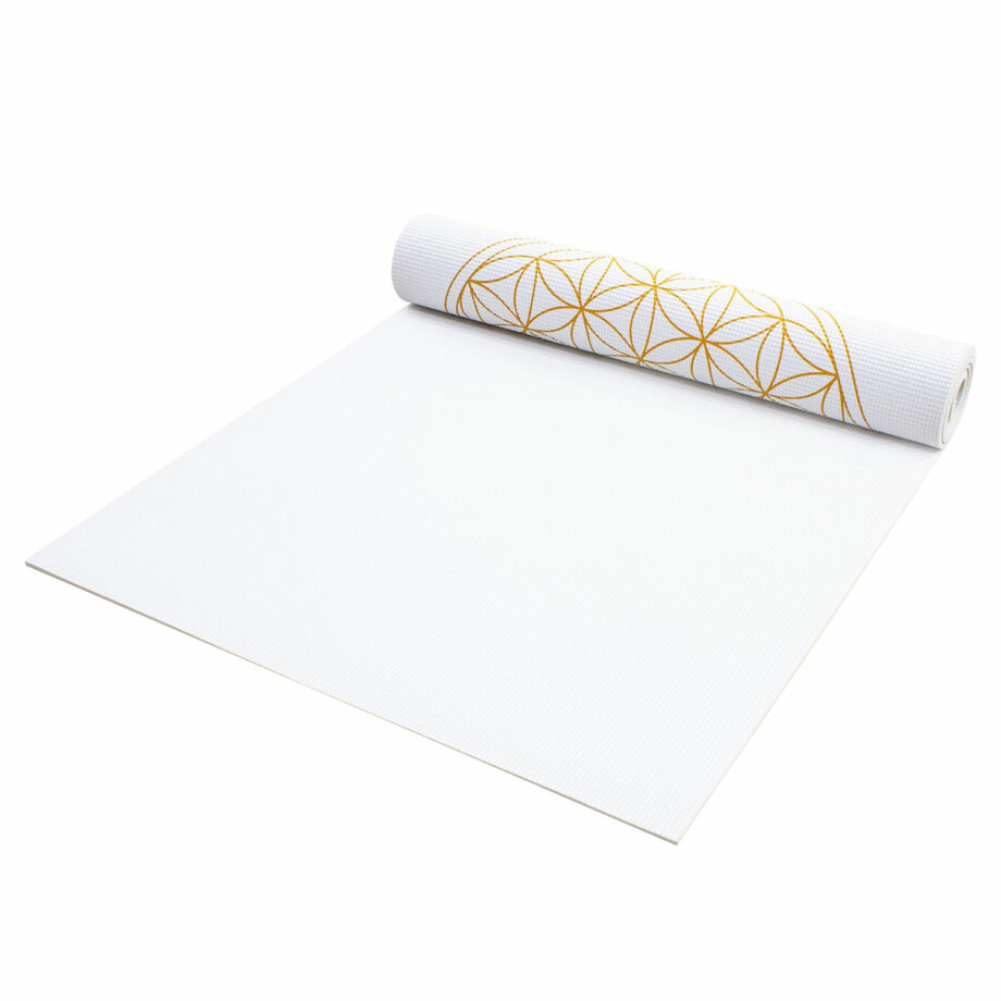 tapis de yoga fleur de vie blanc