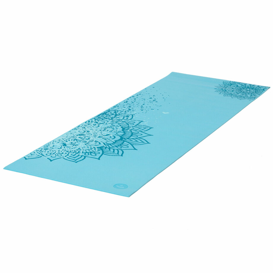 tapis de yoga mandala bicolore turquoise