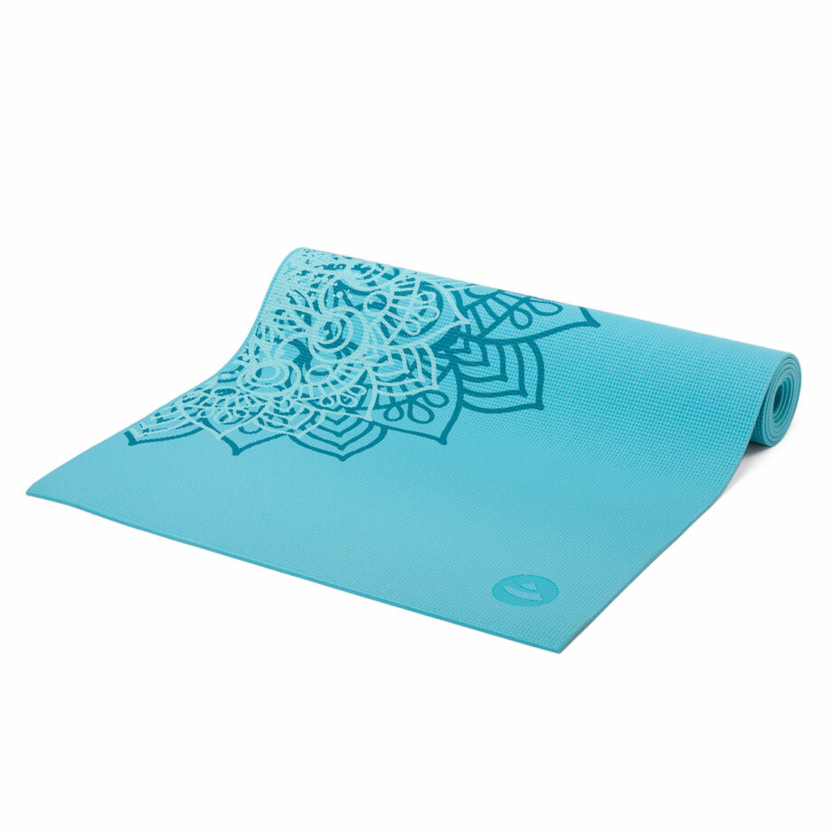 tapis de yoga mandala bicolore turquoise