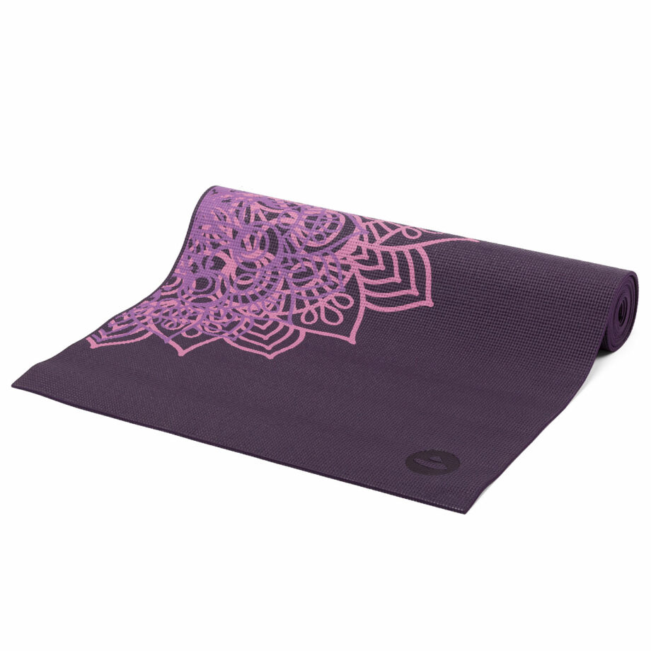 tapis de yoga mandala bicolore aubergine